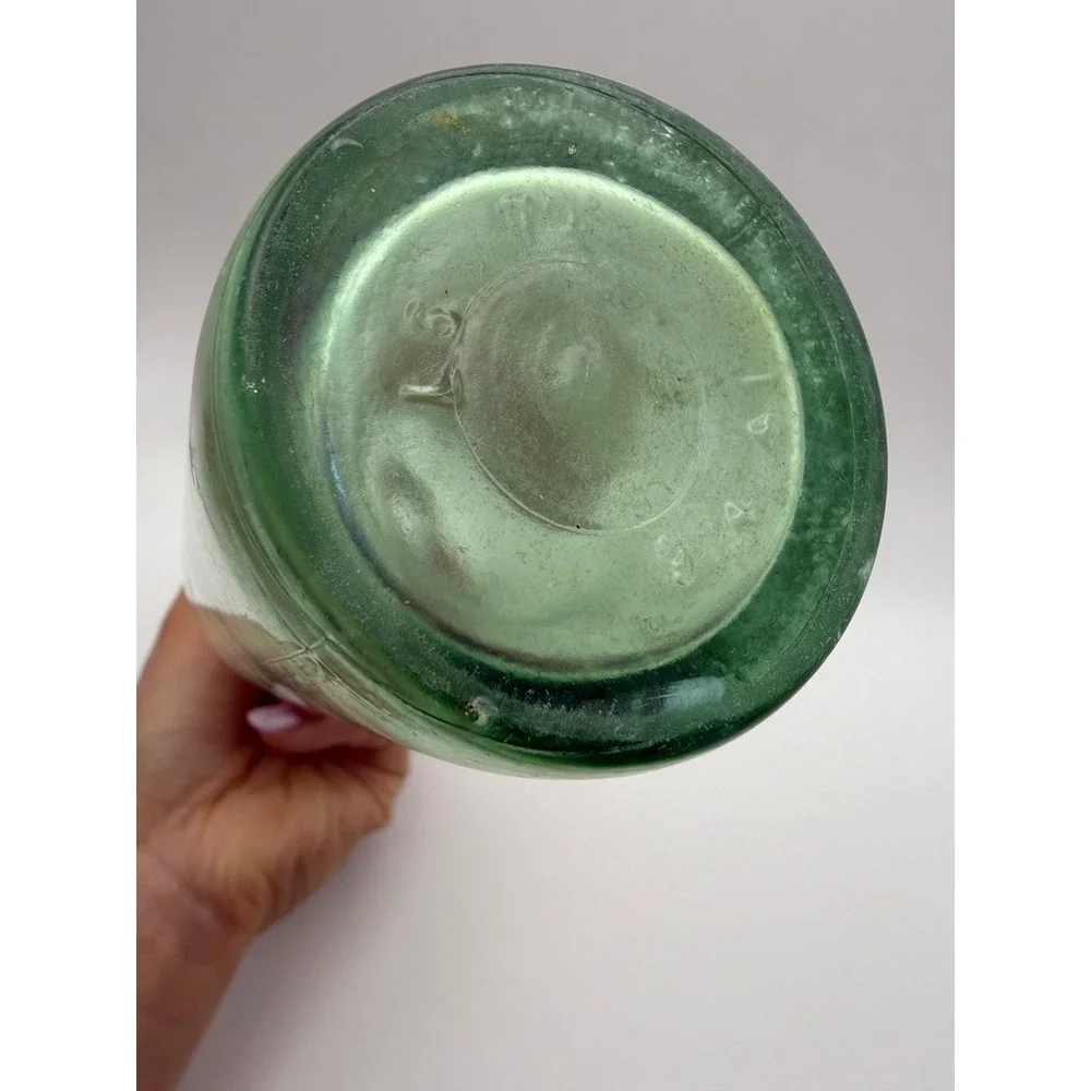 Vintage Dr Pepper Green Glass Collectible Soda Bottle with Red Logo